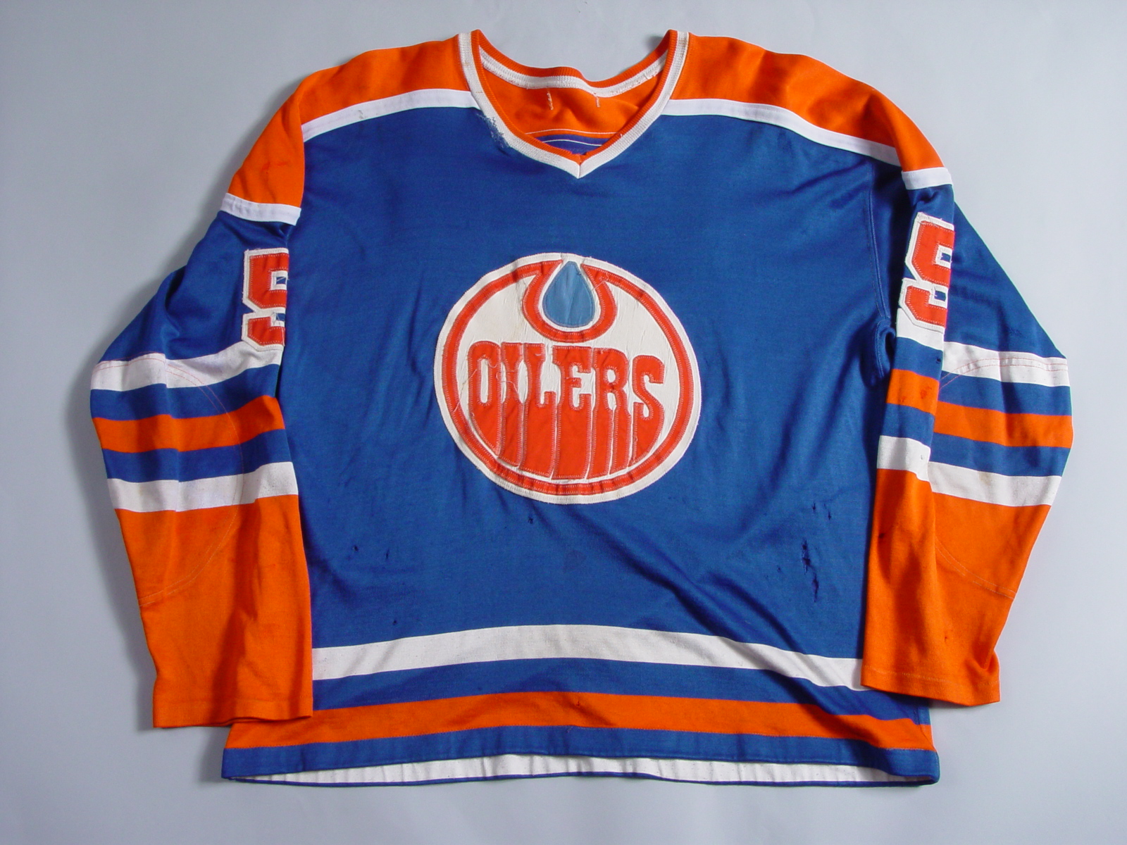 1973-74 WHA Ross Perkins 9 Edmonton Oilers White Hockey Jersey — BORIZ