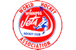 Winnipeg Jets Logo - Red circle with Winnipeg Jets written in white and hockey player with a jet