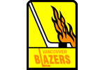 Vancouver Blazers Logo - Hockey Stick with flame with script in a yellow box